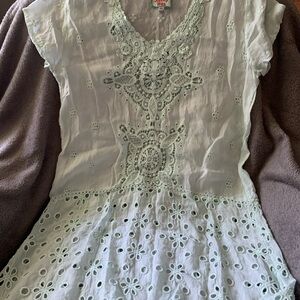 Women's Mint Johnny Was Embroidered Top
